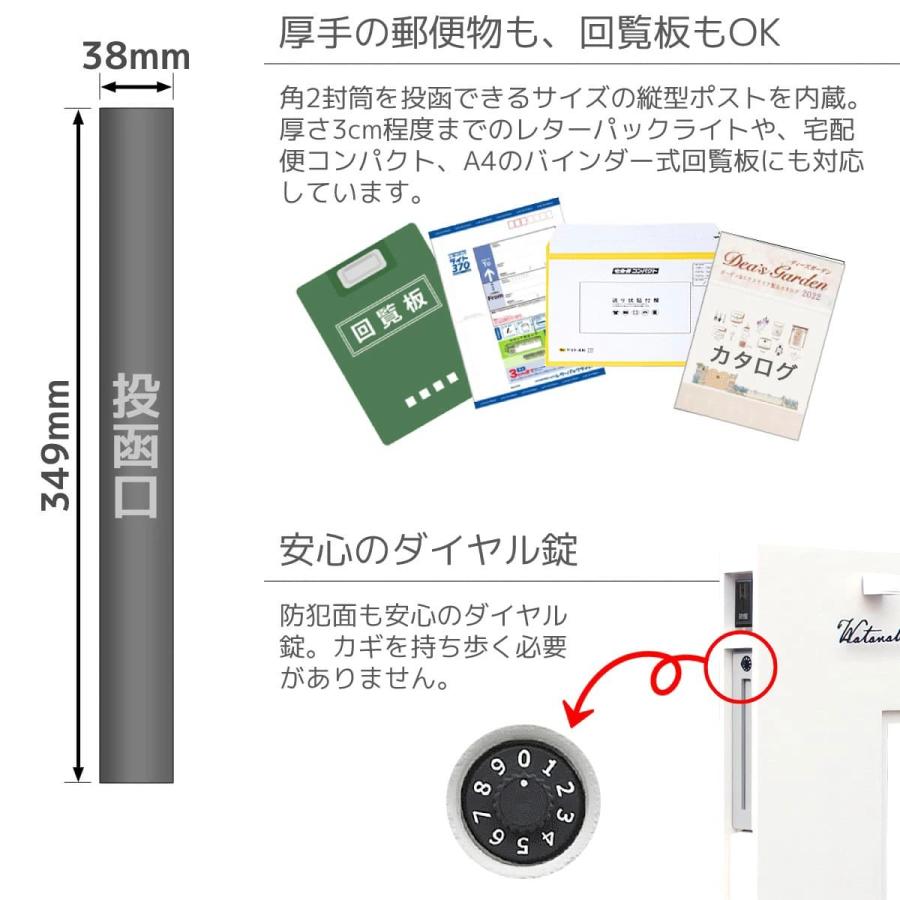 機能門柱 おしゃれ ディーズガーデン ディーズポルタ ルアン Wall A ポスト有り 一体の画像