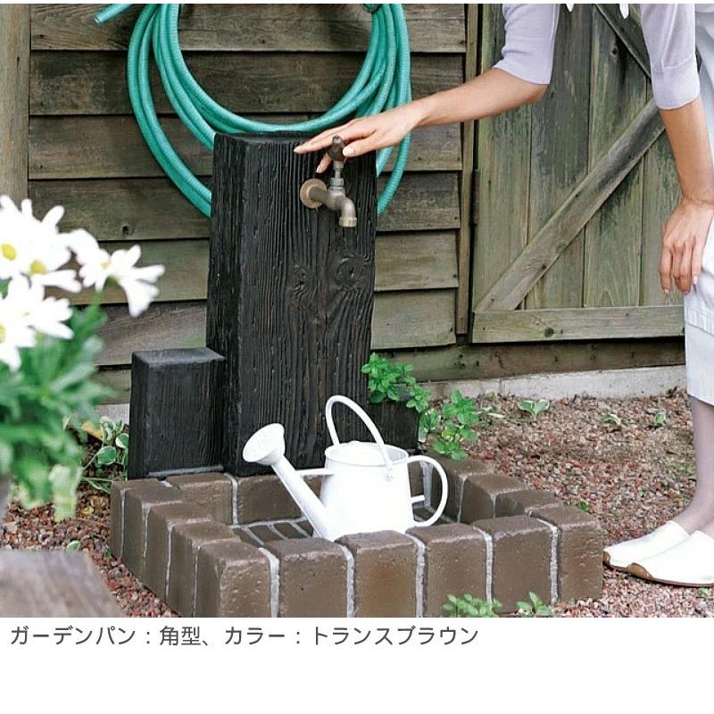 立水栓 屋外 おしゃれ 水道 庭 セット 蛇口 diy ウッドクリートタイプ 枕木 木目調 レンガ [蛇口別売]_1