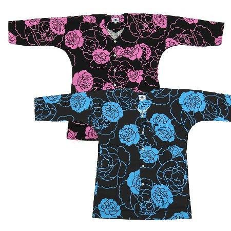 鯉口シャツ 祭り用品 鯉口【大薔薇】【大バラ】ピンク ブルー 大人用小