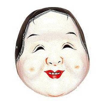 祭禮 本格 紙面 お面 くわえ付き 【岡目 おかめ 咥え付】 紙製 お亀 阿