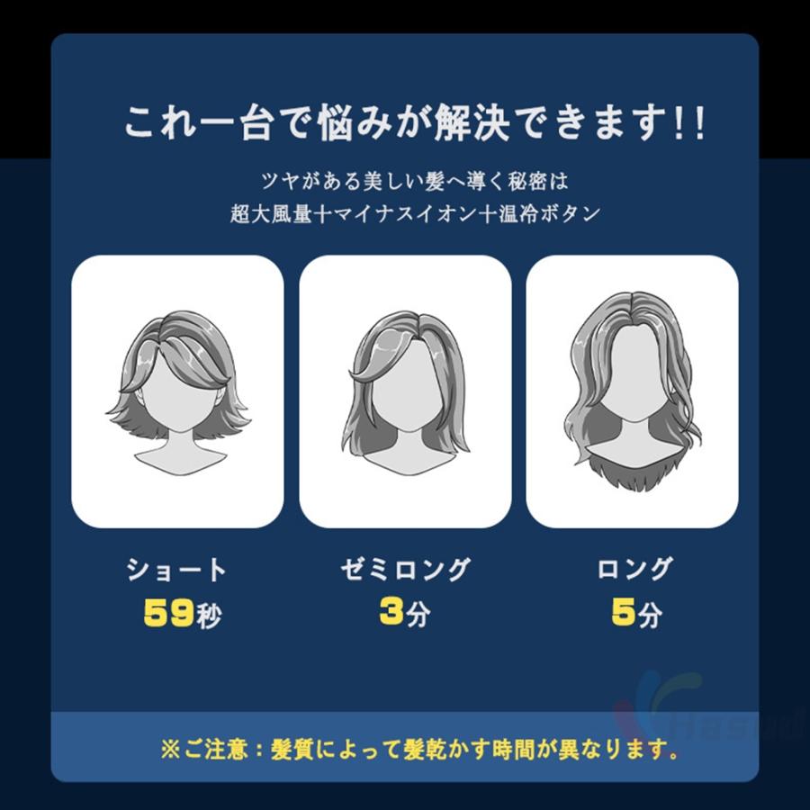 ドライヤー 速乾 大風量 収納 おすすめ 2024 ヘアドライヤー マイナスイオン 恒温 ヘアケア 3段階風速 冷熱風 ダメージ軽減 過熱保護 業務用 美容院 美髪｜hasudashoukai｜10