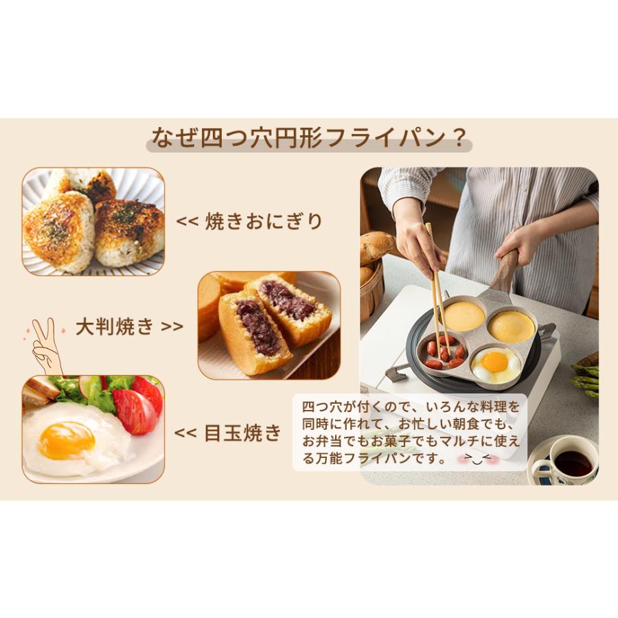 四つ穴フライパン 目玉焼きフライパン IH対応 4つ穴円形 四つ穴フライパン 目玉焼きフライパン IH対応 4つ穴円形