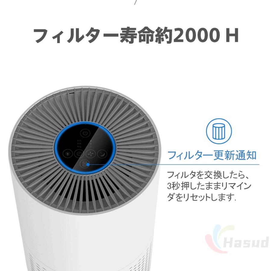 空気清浄機 小型 卓上 30畳対応 3段階風量設定 ナイトライト付き 静音 タイマー機能付き 除菌/脱臭/ホルムアルデヒド/花粉対策 HEPAフィルター搭載｜hasudashoukai｜13