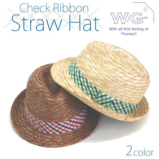 帽子 子供 麦わら帽子 リボン チェック 中折れ ストローハットかっこいい おしゃれ 11r Cp171k 帽子屋kstyle 通販 Yahoo ショッピング
