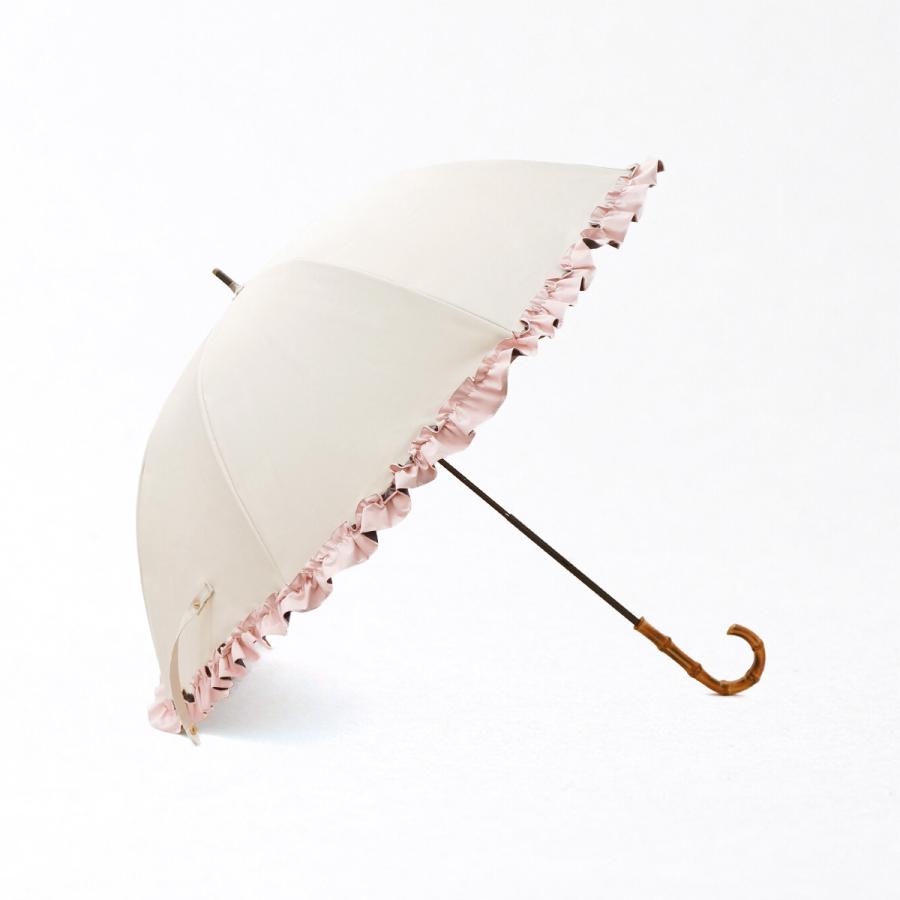 AURELIA ALICE 日傘 完全遮光 長傘 晴雨兼用 フリル 55cm アイボリー
