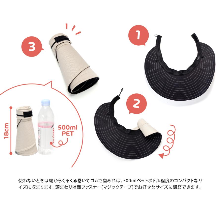 サンバイザー ポケッタブル アウレリアくるくるコットンバイザー【日本製】【UPF50+】レディース 帽子 日除け UV対策 紫外線 コンパクト Aurelia つば広 |  | 03