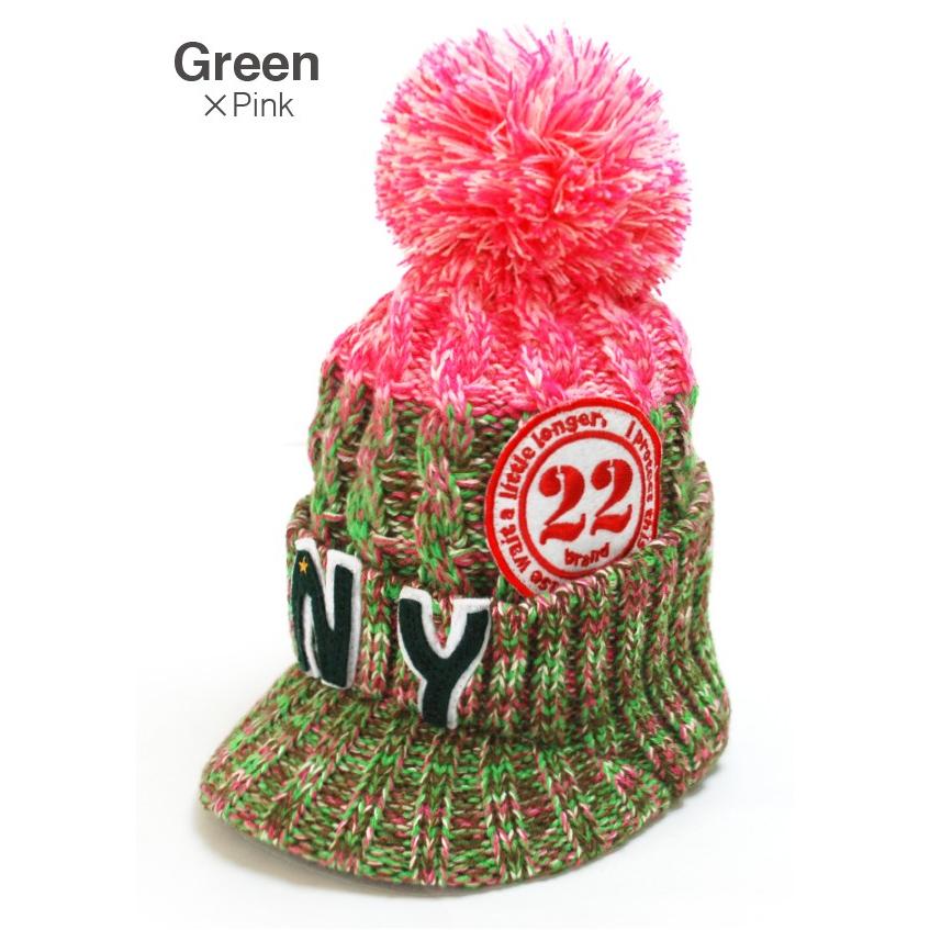 帽子 ニット帽 子供 キッズ 秋冬 あったか ワッペンミックスニット