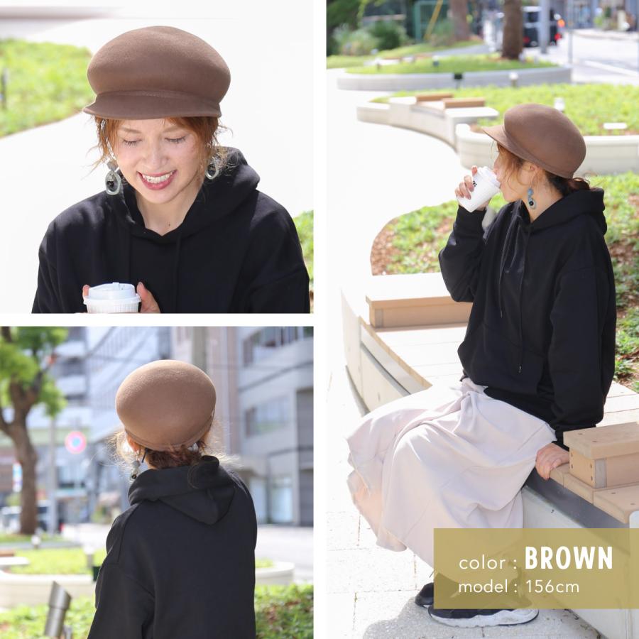 ウールフェルトキャスケット 帽子 レディース サイズ調整 秋冬