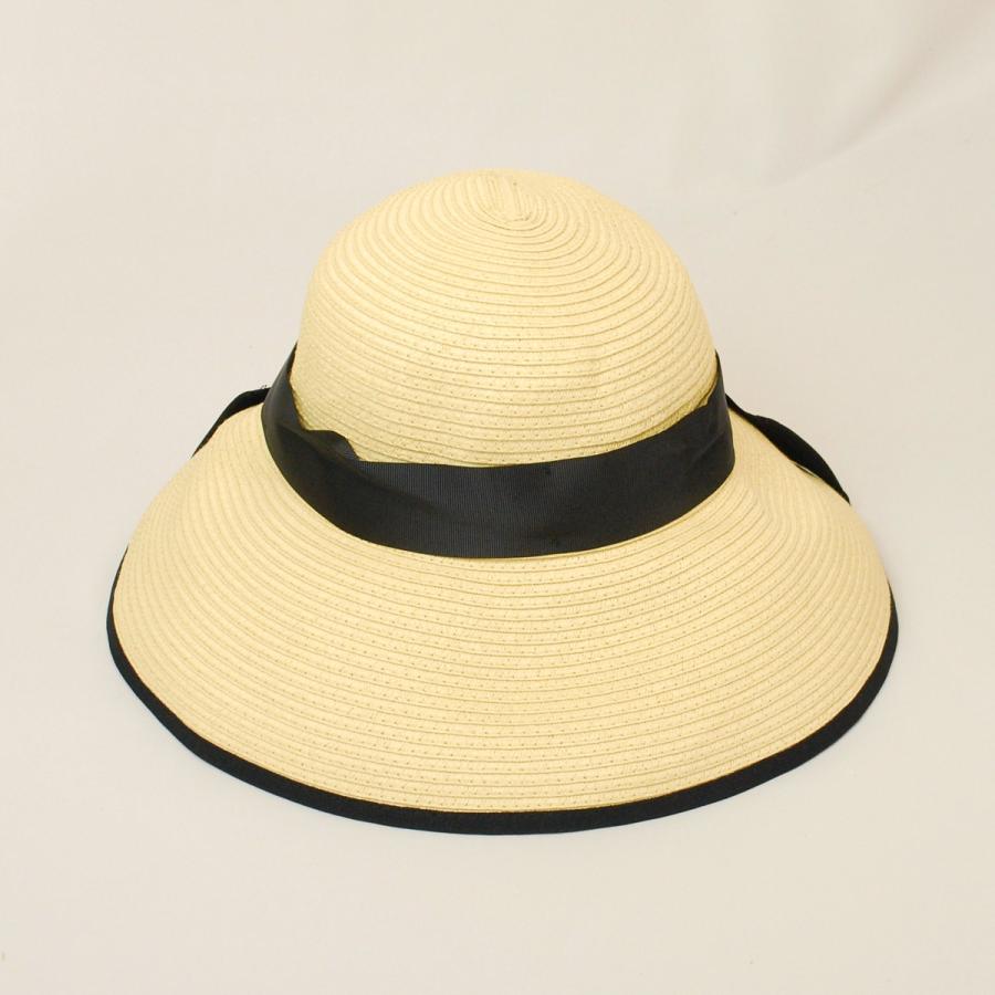 帽子 レディース 麦わら帽子 ブレードハット つば広 リボン パイピング