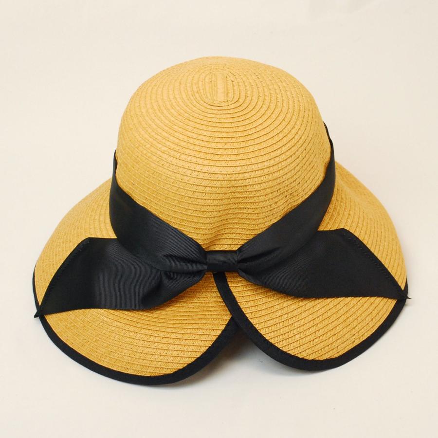 麦わら帽子 ブレード付き広つば 帽子 レディース 麦わら帽子 ブレードハット つば広 リボン パイピング