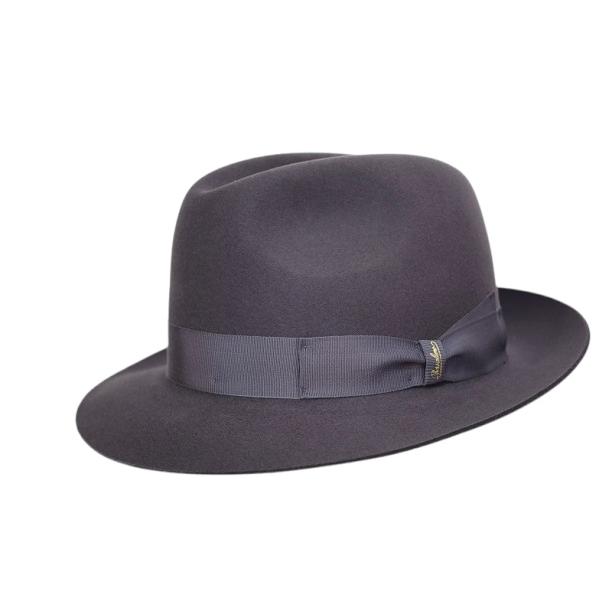 大きなサイズ　Borsalino ラビットファー　中折れパンチングフェルトハット Borsalino（ボルサリーノ） ロゴ入り専用保存箱付き イタリア製