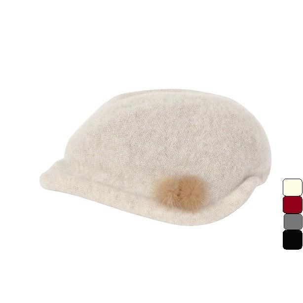 軽くて暖かい 日本製 カシミヤ レディース ニット帽 ベージュ