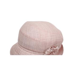 婦人 帽子 Sサイズ 小さいサイズ 麻混 ピンク ベージュ ブラック