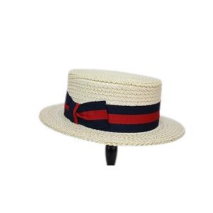 1850年創業 Tesiテシ イタリア製 カンカン帽 ストライプリボン 57cm