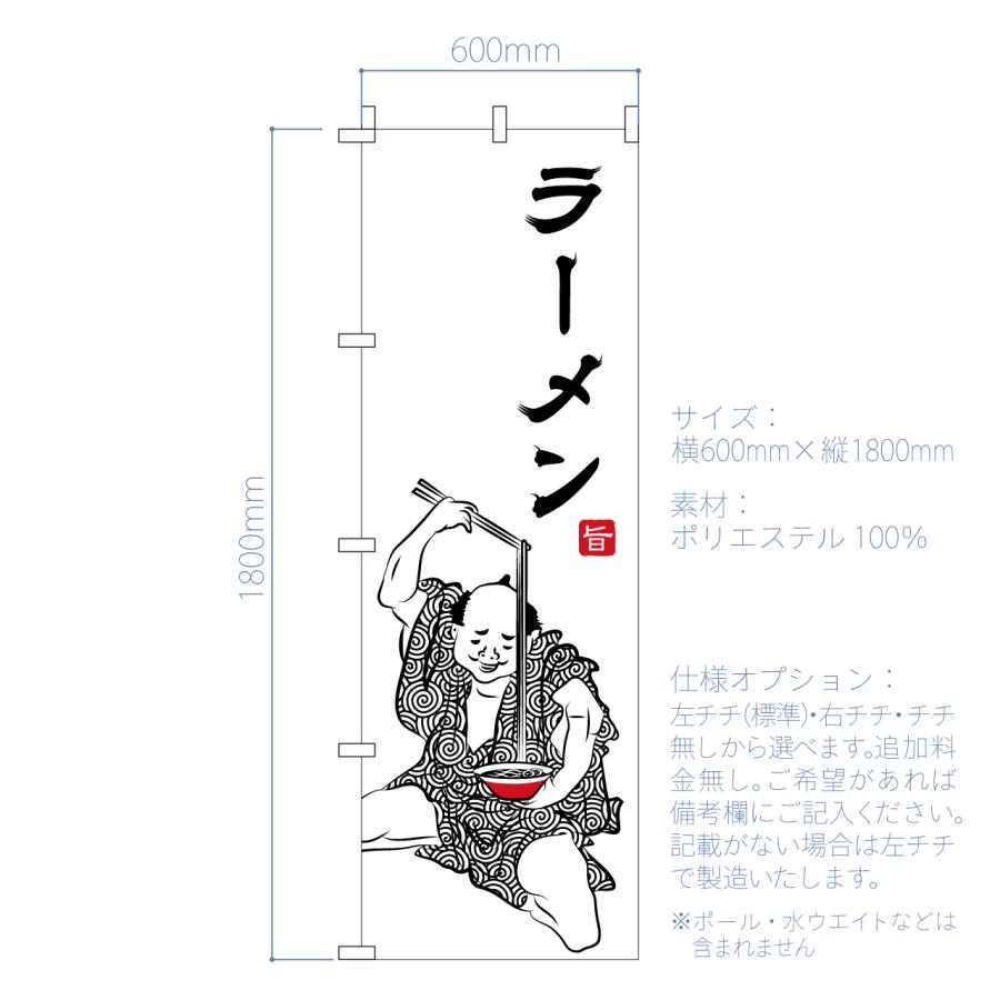 のぼり旗　おしゃれ　ラーメン　らーめん　中華そば　中華料理　飲食　飲食店　浮世絵　葛飾北斎　北斎漫画　のぼり　オリジナルデザイン　1枚から購入可能｜hataya-netshop｜03