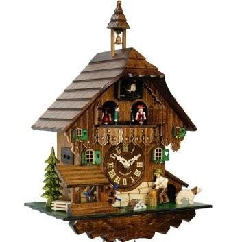 ドイツ森の時計 クォーツ式山小屋鳩時計 木こりのお仕事448QMT : 鳩