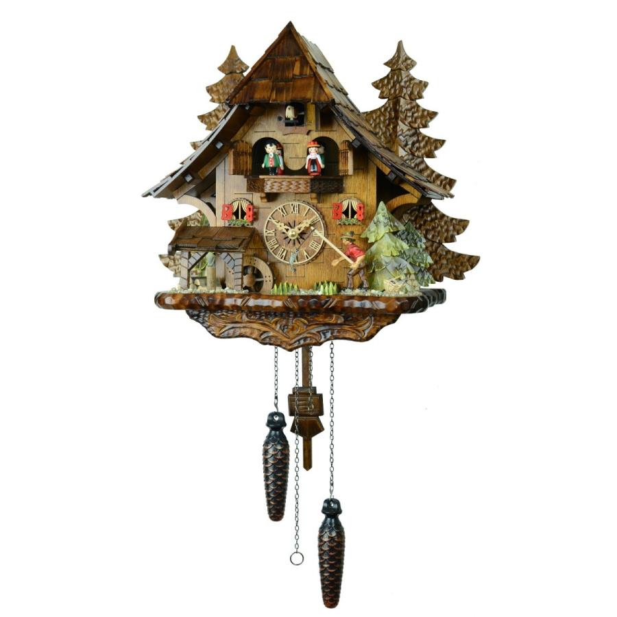ドイツ森の時計　クォーツ式山小屋鳩時計　伝統の彫刻シリーズ622QM ドイツ森の時計 クォーツ式山小屋鳩時計 木こりの休憩4739QMT : 鳩時計