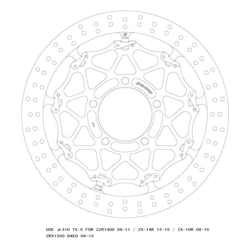 バイク クロスロックディスクローターFφ310 R T=5.5 F ZX-10R 08-15/ZX