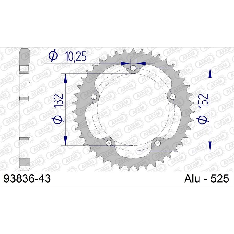 AFAM(アファム) Rスプロケット 525-43 93836-43 : NB・バイク用品はと