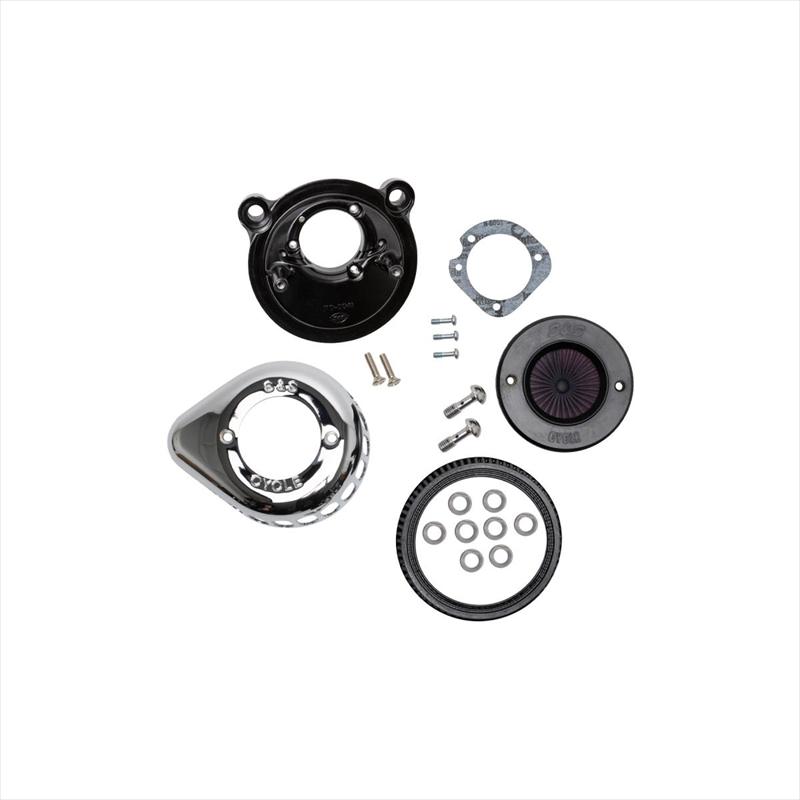 S&Sステルスエアーストリーム クローム エアクリーナーキット セット S&S□ステルスエアクリーナーキット ミニティアドロップカバー付き