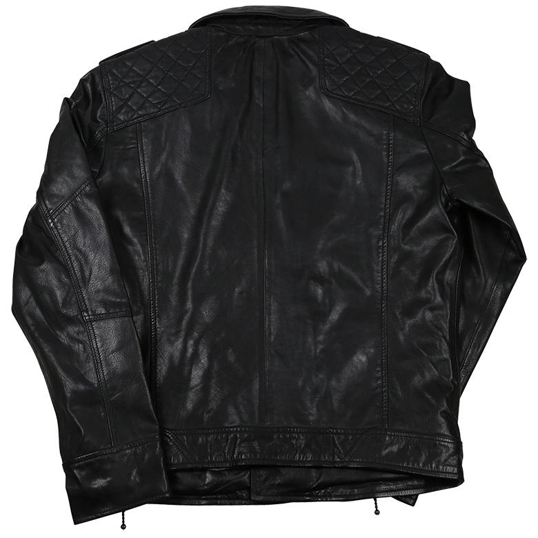 黒 レザージャケット WIDE SOURCE 本牛革 COW 革ジャン ダブルライダース レザージャケット