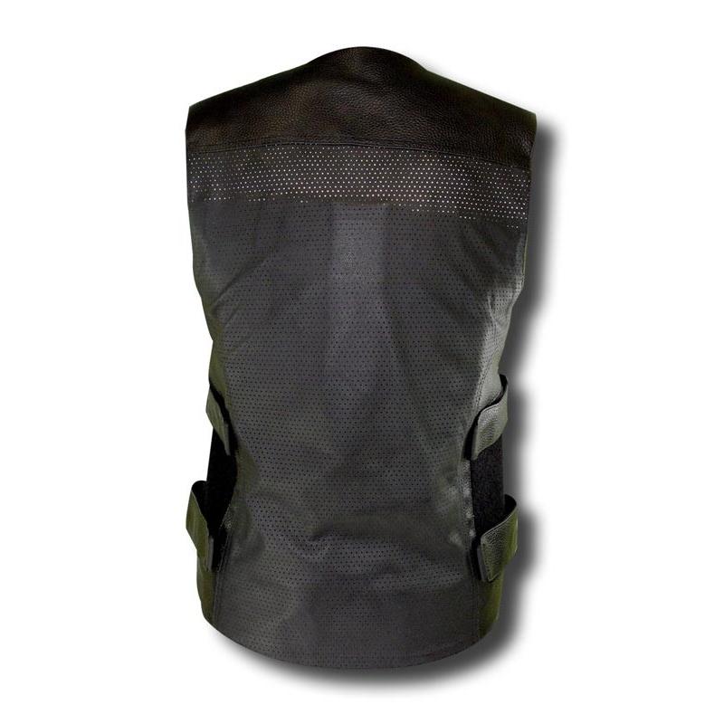 バイク ウェア ライズ ARMED LEATHER VEST BK LL-3L RIDEZ 4527625081222 取寄品の画像