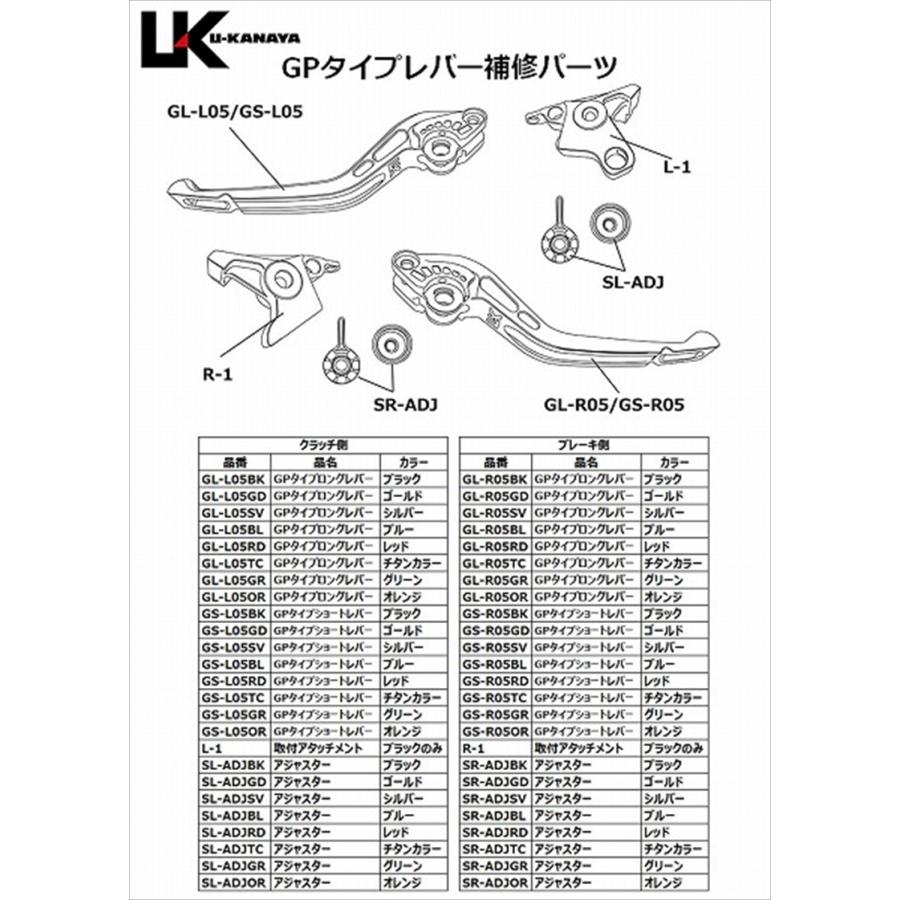 U-KANAYA レバーセット GPタイプ/ロング TI/GD Z900RS 18/Z900 U-KANAYA レバーセット GPタイプ/ロング TI/GD Z900RS 18/Z900