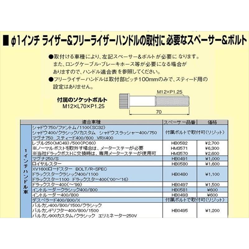 バイク ハンドル ハリケーン HURRICANE ２７０ライザー２型 ハンドル HB0188C 取寄品の画像