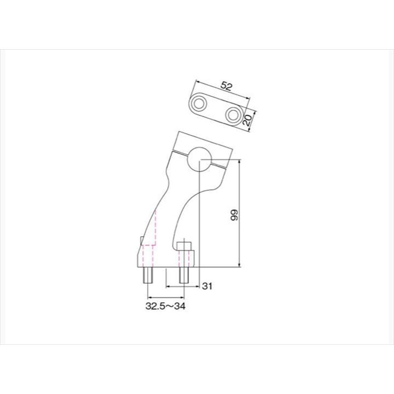 バイク ハンドル ハリケーン HURRICANE プルバックライザーH100 HB0526C 取寄品の画像