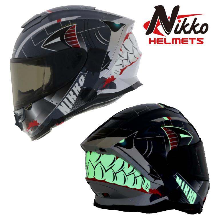 バイクフルフェイスヘルメット サメ シャーク 鮫 かっこいい 光る 蓄光 Nikko ニッコー Grow Shark Helmet N 806 お買い物マラソン セール ヘルメット バイク用品はとや 通販 Paypayモール