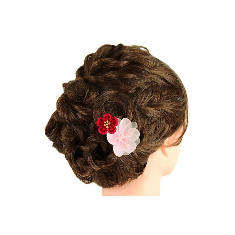 髪飾り 成人式 つまみ細工 振袖 袴 花 2点セット ピンク 白 赤 ゴールド ちりめん 房 玉飾り 鹿の子絞り 組紐 パール レース 和 No.12-0450 | ブランド登録なし | 07