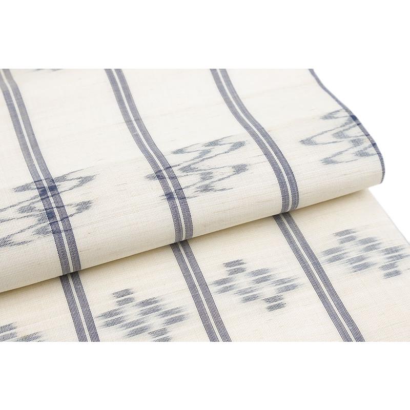 名古屋帯 夏帯 未使用 白 本麻 八重山上布 生成り 琉球絣 仕立て上がり