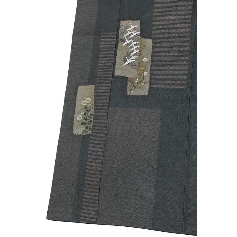 トールサイズ　本場大島紬　証紙付　京友禅　正絹　裄丈72　身丈176 トールサイズ 本場大島紬 証紙付 京友禅 正絹 裄丈72 身丈176