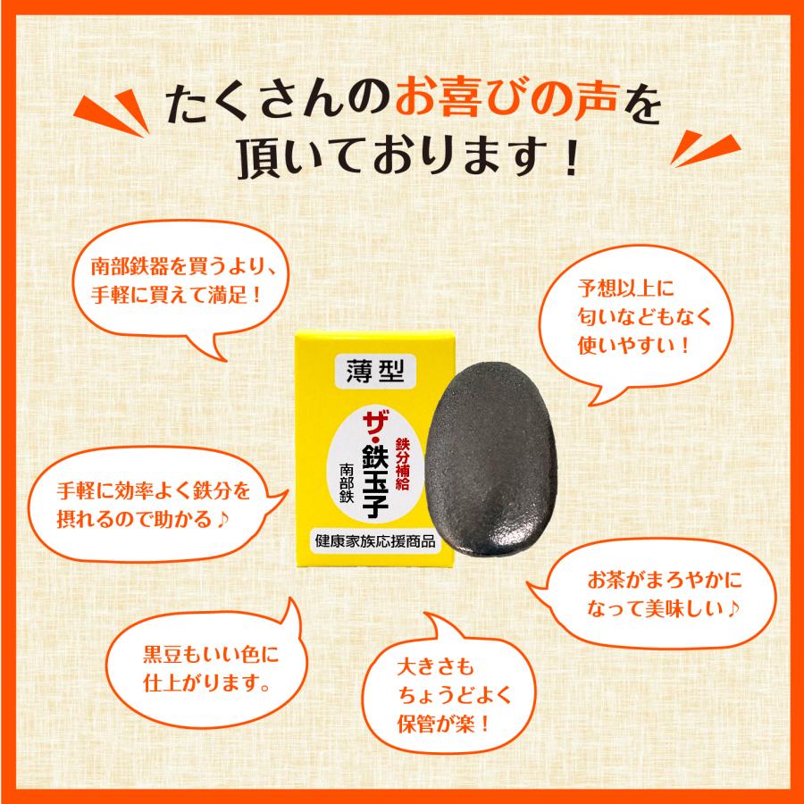 ザ  鉄玉子 薄型 (送料無料) 南部鉄器 日本製 岩手県水沢 鉄分補給 鉄卵 鉄たまご 黒豆の色出し 貧血 正規品 NHK「所さん！事件ですよ」で紹介 |  | 07