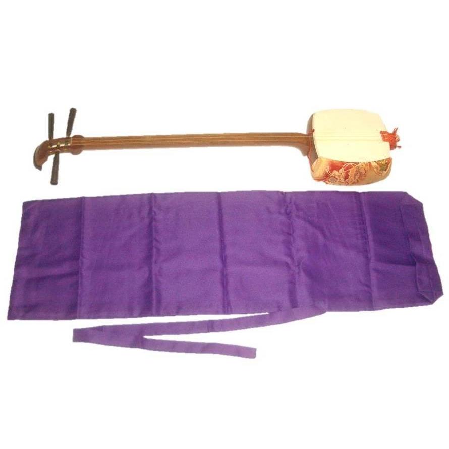 と*パ様 三味線本体 木製 紫色カバー付き オリジナル三味線用長袋（紫色） 布製 カバー 全体覆う 単色 和楽器