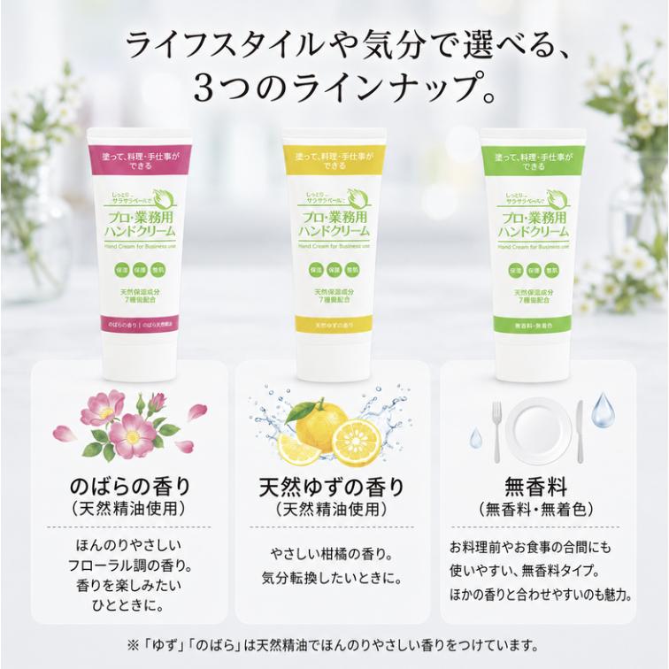 プロ・業務用ハンドクリーム 60g 無香料 ゆず のばら ハンドケア