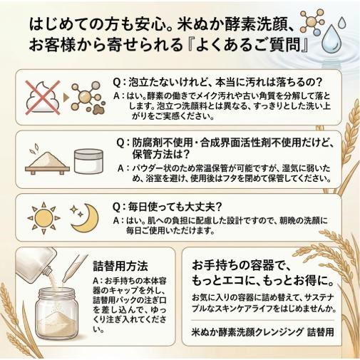 みんなでみらいを 米ぬか酵素洗顔クレンジング 詰替 無添加 W洗顔不要