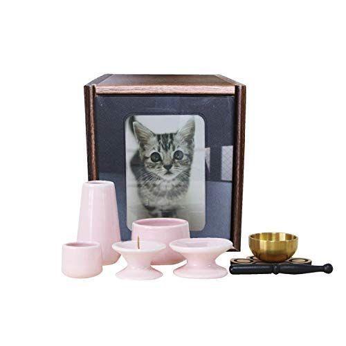 安いそれに目立つ ペット仏壇 セットメモリアルボックス ブラウン 4寸 骨壷収納 陶器 仏具セット 肉球 コルクマット おりん ミニ仏壇 かわいい ピンク 即納特典付き Zoetalentsolutions Com