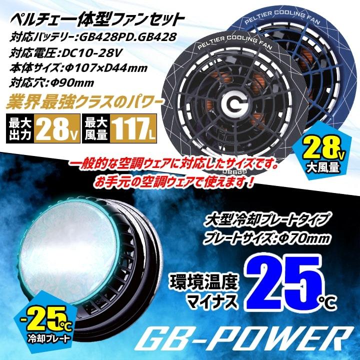 GB-POWER GP980 ペルチェ冷却ファンセット 空調服用 ペルチェ ファン 一体型（28V専用 ペルチェファン