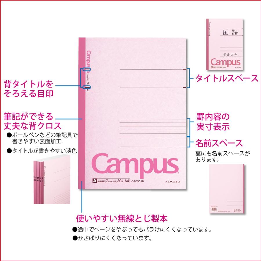 KOKUYO（コクヨ） ノート キャンパスノート A4 カラー表紙 5色パック A