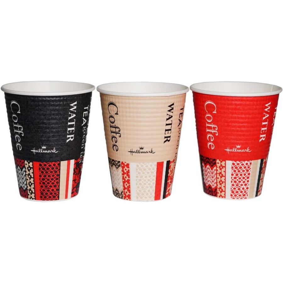 業務用 断熱 紙コップ 260ml 50個入 エンボス カップ ホールマークカフェ 容量 目盛り 付き 3色 日本製 C2650EC コーヒー用品 | サンナップ