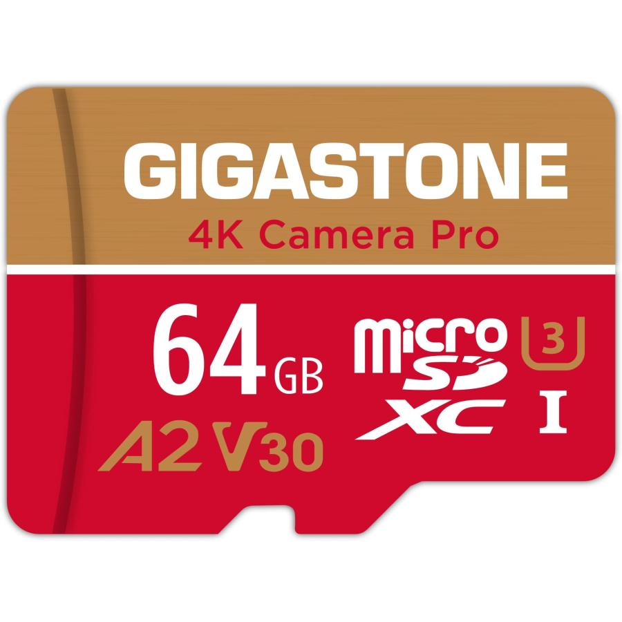 Gigastone 64GB マイクロSDカード A2 V30 Ultra HD 4K ビデオ録画 Gopro 高速4Kゲーム 動作確認済 変換アダプタ付 | ブランド登録なし