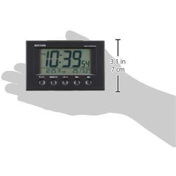 リズム(RHYTHM) 目覚まし時計 電波時計 温度計・湿度計付き フィットウェーブスマート 黒 7.7×12×5.4cm 8RZ166SR02 | RHYTHM（時計） | 06