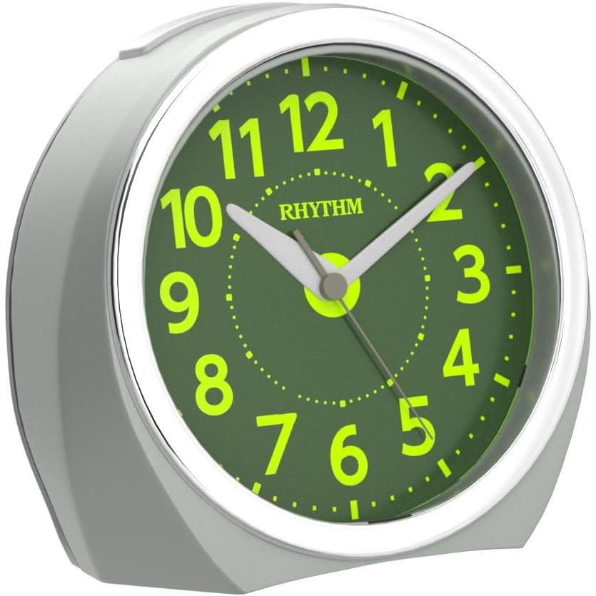 リズム(RHYTHM) 目覚まし時計 アナログ ルークR666 夜見える 暗所 ライト 自動 点灯 連続秒針 集光 文字板 電子音 アラーム 銀色 RHYTHM 8RE666SR19 | RHYTHM（時計） | 06