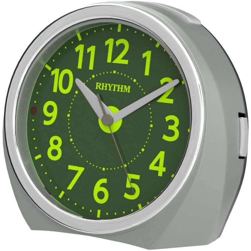 リズム(RHYTHM) 目覚まし時計 アナログ ルークR666 夜見える 暗所 ライト 自動 点灯 連続秒針 集光 文字板 電子音 アラーム 銀色 RHYTHM 8RE666SR19 | RHYTHM（時計） | 07
