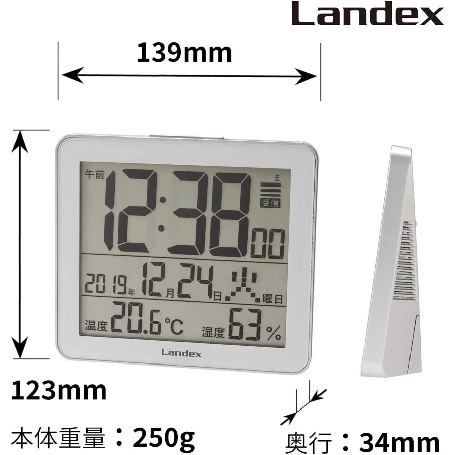 ランデックス(Landex) 置き時計 電波 デジタル スリーユニット 温度 湿度 カレンダー表示 シルバー YT5277SV1 | ブランド登録なし | 01