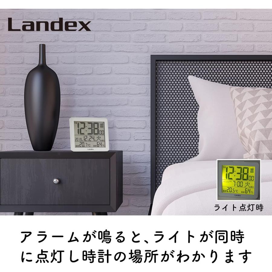 ランデックス(Landex) 置き時計 電波 デジタル スリーユニット 温度 湿度 カレンダー表示 シルバー YT5277SV1 | ブランド登録なし | 04