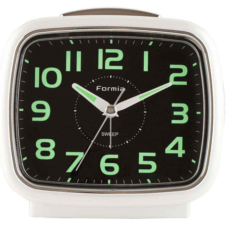 フォルミア(Formia) 目覚まし時計 白 アナログ スタンダードめざまし 静音 連続秒針 蓄光文字盤 ライト付き HT-A015W | ブランド登録なし