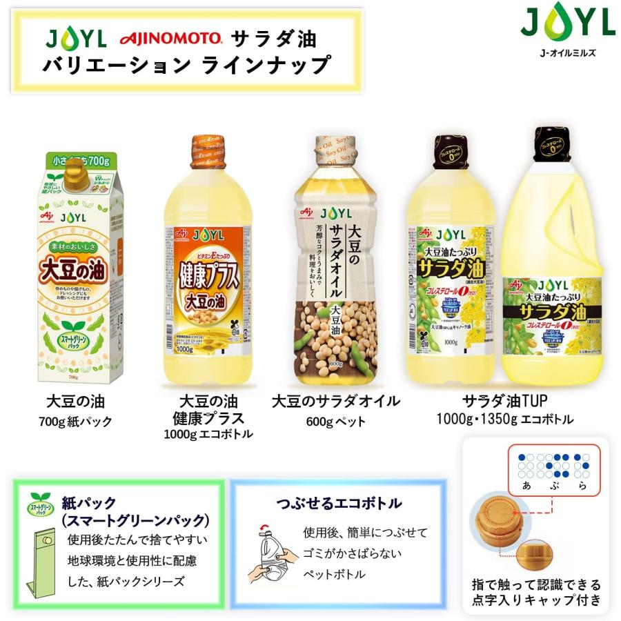 JOYL（ジェイオイル） サラダ油 TUP 大豆油 コレステロール0 味の素 J-オイルミルズ ペット 1350g ×2本 サラダ : 葉月 ...