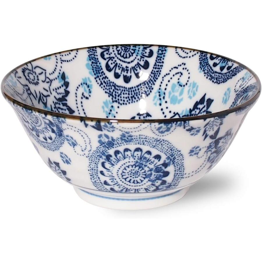 みのる陶器 Minorutouki 丼 紺青 風車 直径14.9cm 多用丼 4.8寸多用丼